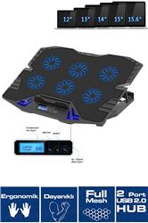 Frisby FNC-5235ST GS6 Notebook Soğutucu (6xFan) LCD Kontrol Panel Metal Izgara 5 Kademeli Yükseklik