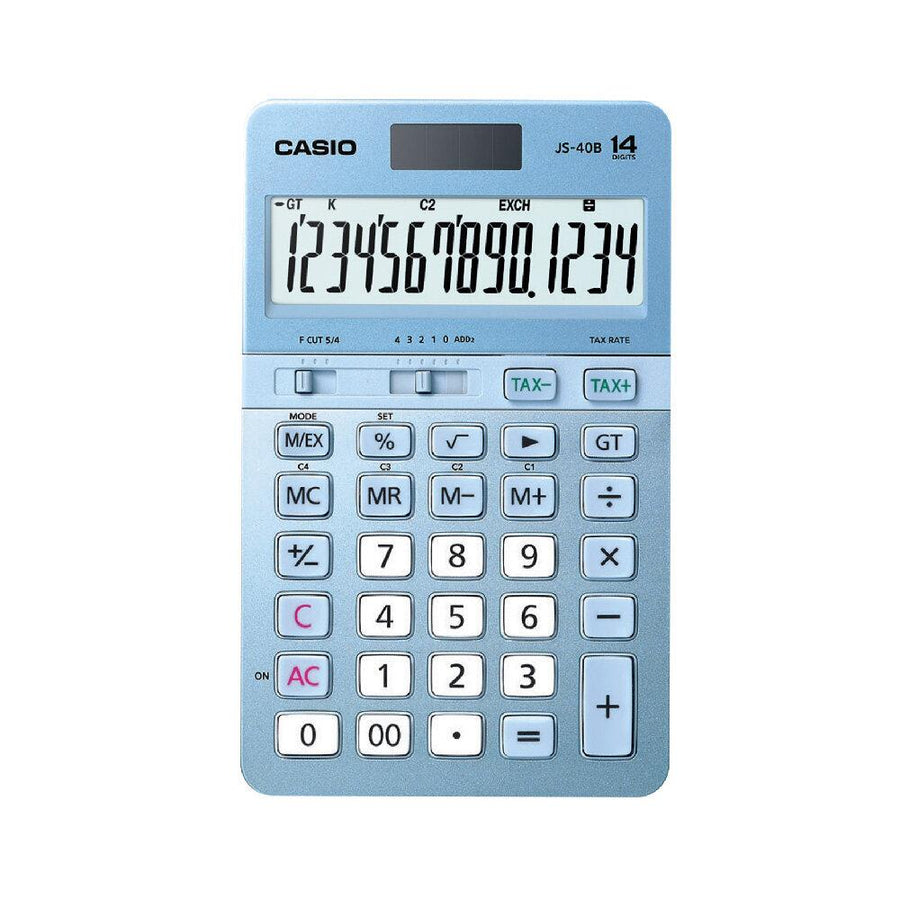 Casio JS-40B-BU Mavi Profesyonel 14 Hane Masa Üstü Hesap Makinesi
