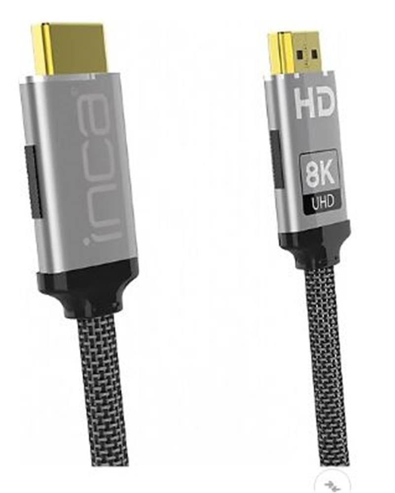 Inca IHM-15T 1.5mt 2.0 Altın Uç Örgülü Kablo Hdmı To Hdmı Kablo 8K 2.1V ( 7680 × 4320 8K)