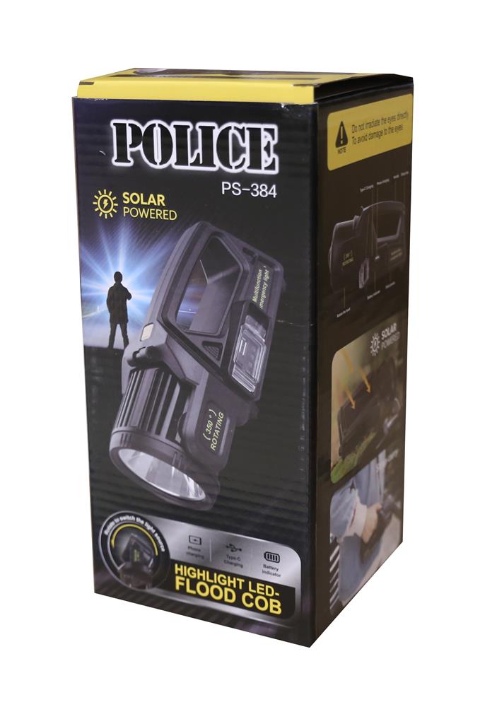 Polıce PS-384 Güneş Enerjili, Enerji Göstergeli, Telefon Şarj Etme Özellikli Spot Fener