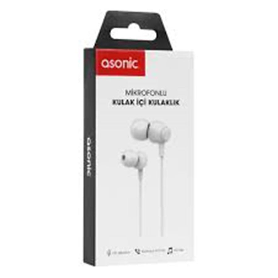 Asonic AS-XK90 Beyaz Kulak İçi Mikrofonlu Kulaklık