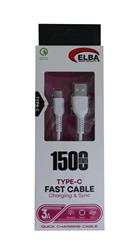 Elba Elb37-T1 Type-c 1,5mt 3A Hızlı Şarj Beyaz Kablo