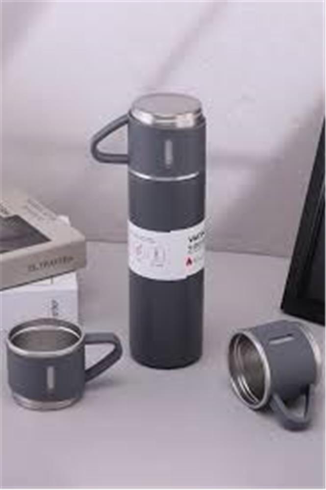 HYTECH HY-TM11 Mat Gri 500ML İç 304 Dış 201 Paslanmaz Çelik Kupa Bardak Termos