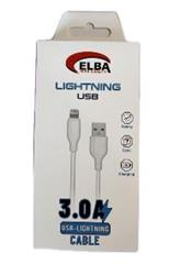 Elba Elb27-IOS 1Mt iPhone Lightning 3A Hızlı Şarj Hasırlı Şarj Kablosu Beyaz