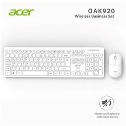 Acer OAK-920 Beyaz Kablosuz Sessiz Tuşlu 2.4Ghz Klavye Moue Set Beyaz (Mouse 1200Dpı) Caps Lock