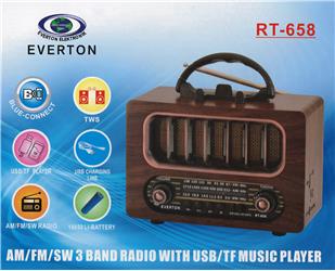Everton Rt-658 Bluetooth Fm-Usb-Tf-Aux Şarjlı Nostaljik Radyo
