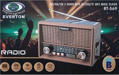 Everton Rt-569 Bluetooth Fm-Usb-Tf-Aux Güneş Enerjili Şarjlı Nostaljik Radyo