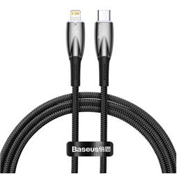 Baseus Glimmer Series Siyah CADH000001 1mt 20w Type-C to Lightning Şarj Kablosu Örgülü