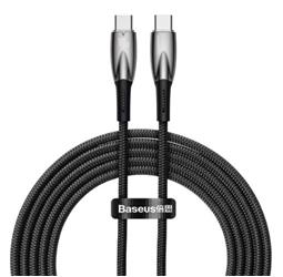 Baseus Glimmer Series Siyah CADH000801 2Mt 100W PD Type-C To Type-C Şarj Kablosu Örgülü