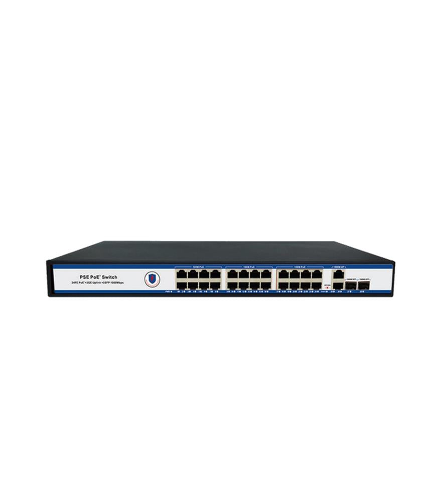 Nova NVC-PSE2422G 24 Port Poe+ 10-100 Mbps 2 Port 10-100-1000 Mbps Uplink 2 Port SFP Switch 300W