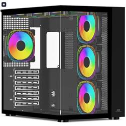 PowerBoost PB-SS02B Sea View USB 3.0, ATX 7 x ARGB Fanlı, Siyah Kasa (PSU Yok)