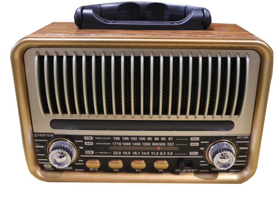 Everton Rt-769 Bluetooth Fm-Usb-Tf-Aux Solarlı,Led Işıklı Şarjlı Nostaljik Radyo