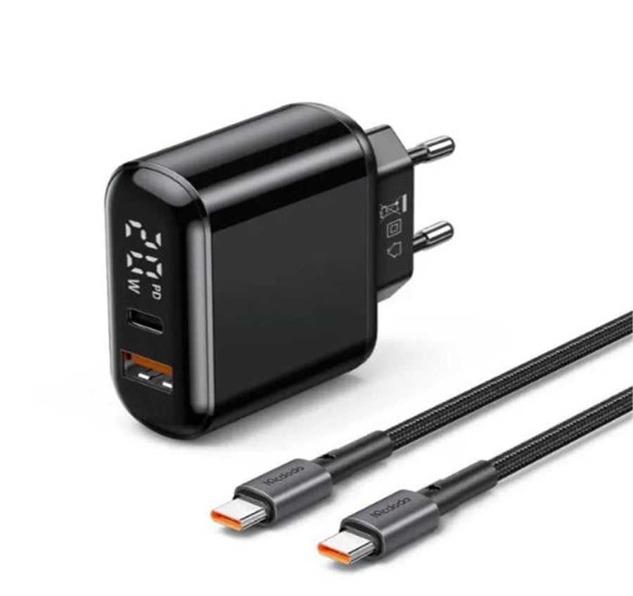 MCDODO CH-7172 PD3 20W 1 USB 1 TYPE-C GİRİŞLİ ŞARJ ADAPTÖRÜ USB-C TO USB-C -SİYAH