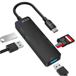 Inca ITPC-5T Type-C Giriş 2XUSB Sd-Micro Sd2.0 Çoklayıcı USB 3.0 Çoklayıcı Çevirici Mavi Led