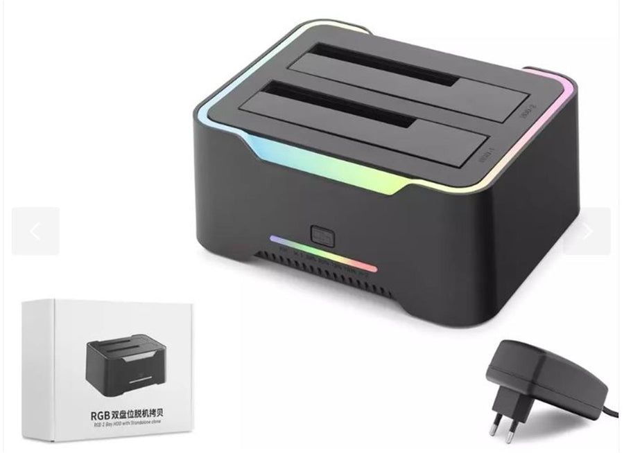 Hadron Hdx1790 HDD Docking – USB 3.0, 2.5 & 3.5 HDD-SSD, 8TB Destekli RGB Siyah