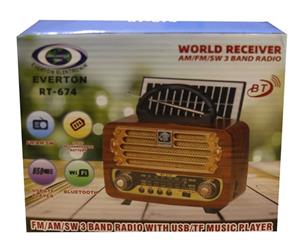 Everton RT-674 Bluetooth-USB-SD-FM Şarjlı,Solarlı Nostaljik Radyo