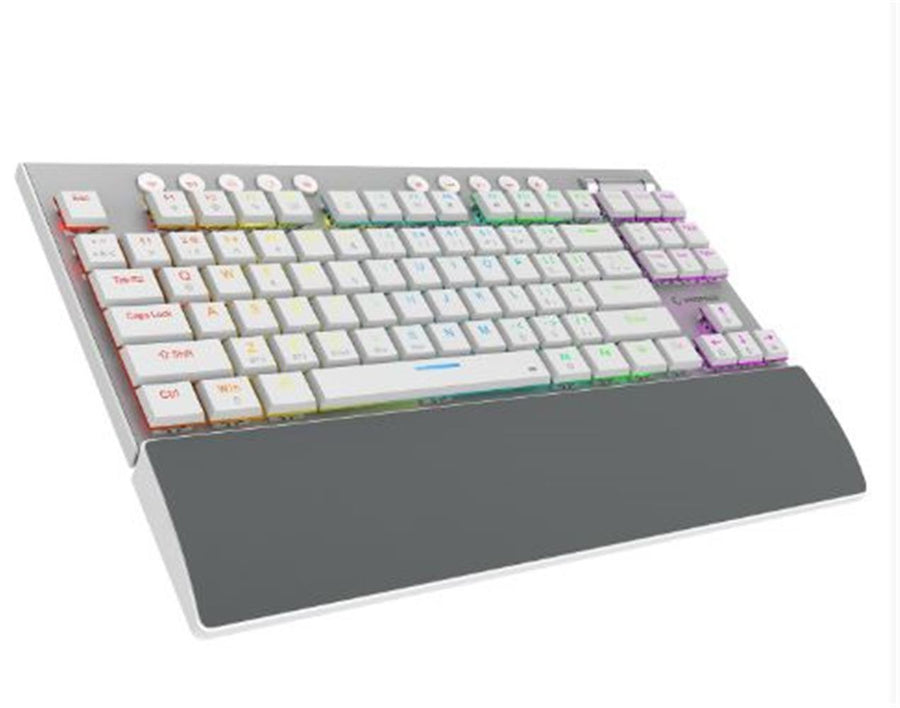 Rampage BERU Beyaz 2.4G + BT Wireless RED SWITCH Mekanik Gaming Oyuncu Klavye Slim RGB