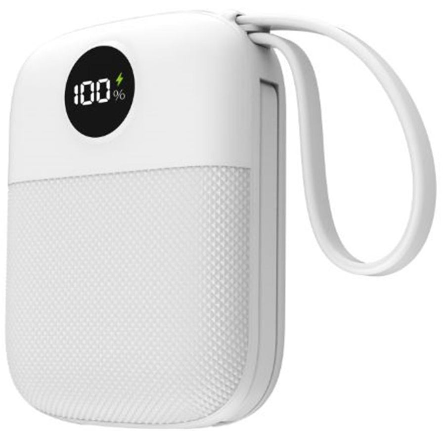 S-link MP110 10000mAh PD22.5W Type-C+Lightning Kablolu Beyaz Pil Şarj Cihazı Powerbank