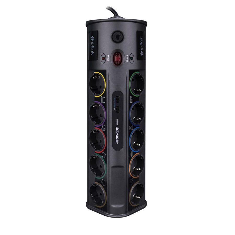 S-link SWV-PRZ010 1.8M 1860 Joule 1.5mm 1 Usb 1 Type C 2.1A-5V 16A 250V 3680W 10lu Akım Kor.Priz