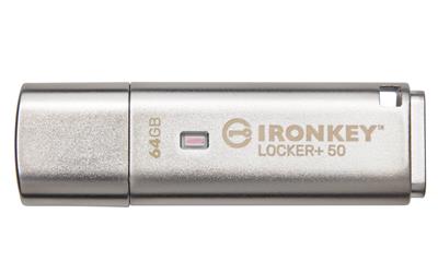 Kingston IKLP50-64GB 64GB IronKey Locker Plus 50 AES-256 FIPS 197 USBtoCloud Flash Bellek
