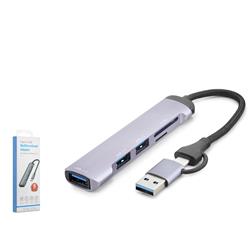 HADRON HDX7900 USB Type-C 3.0 Combo Hub Kart Okuyucu 5 Port Gri