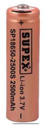 Supex 18650-2500S Şarjlı 3.7 V-2500 mAh Lityum Pil Tırnaklı