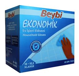 Beybi 10-10.5 Ekonomik 25li Paket Lateks Kırmızı Eldiven Pamuk Kaplı İç Yüzey Terlemeyi Azaltır