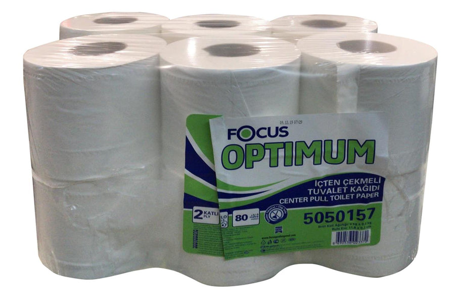 Focus 5050157 (50002464) 2 Katlı 80mt 12 adet Optımum İçten Çekmeli Tuvalet Kağıdı Kopabilen