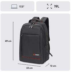 Mack MCC-007 17.3" Office USB Girişli Notebook Sırt Çantası Siyah (Dahili USB Şarj Portu)