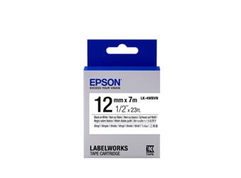 Epson LK-4WBVN Vinil Beyaz Üzeri Siyah 12mm 7Metre Etiket