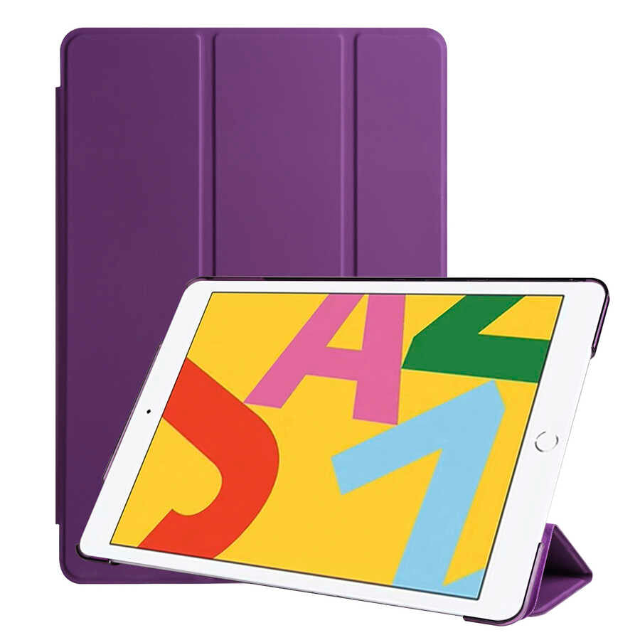 iPad 10.2 2021 (9.Nesil) Zore Smart Cover Standlı 1-1 Kılıf - Mor