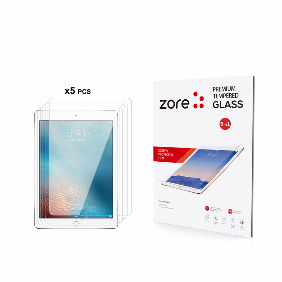 iPad 9.7 2017 (5.Nesil) Zore 5in1 Tablet Temperli Cam Ekran Koruyucu - Şeffaf