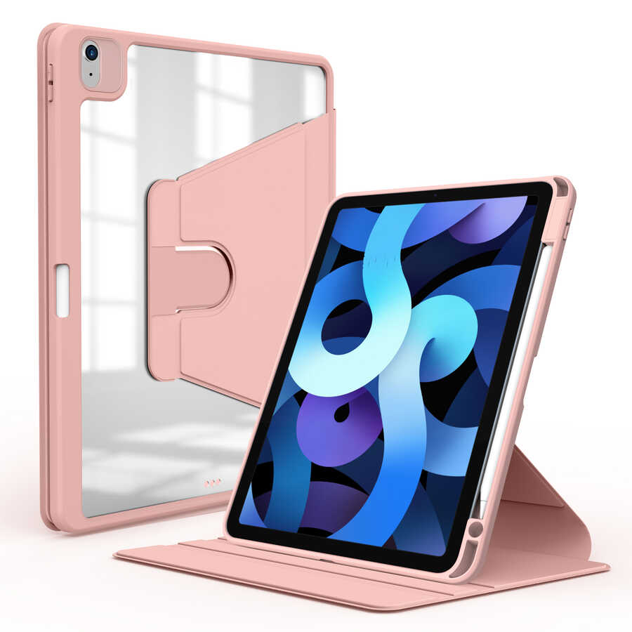 iPad Air 11 2025 M3 Kılıf Zore Nayn Dönebilen Standlı Kılıf - Pembe