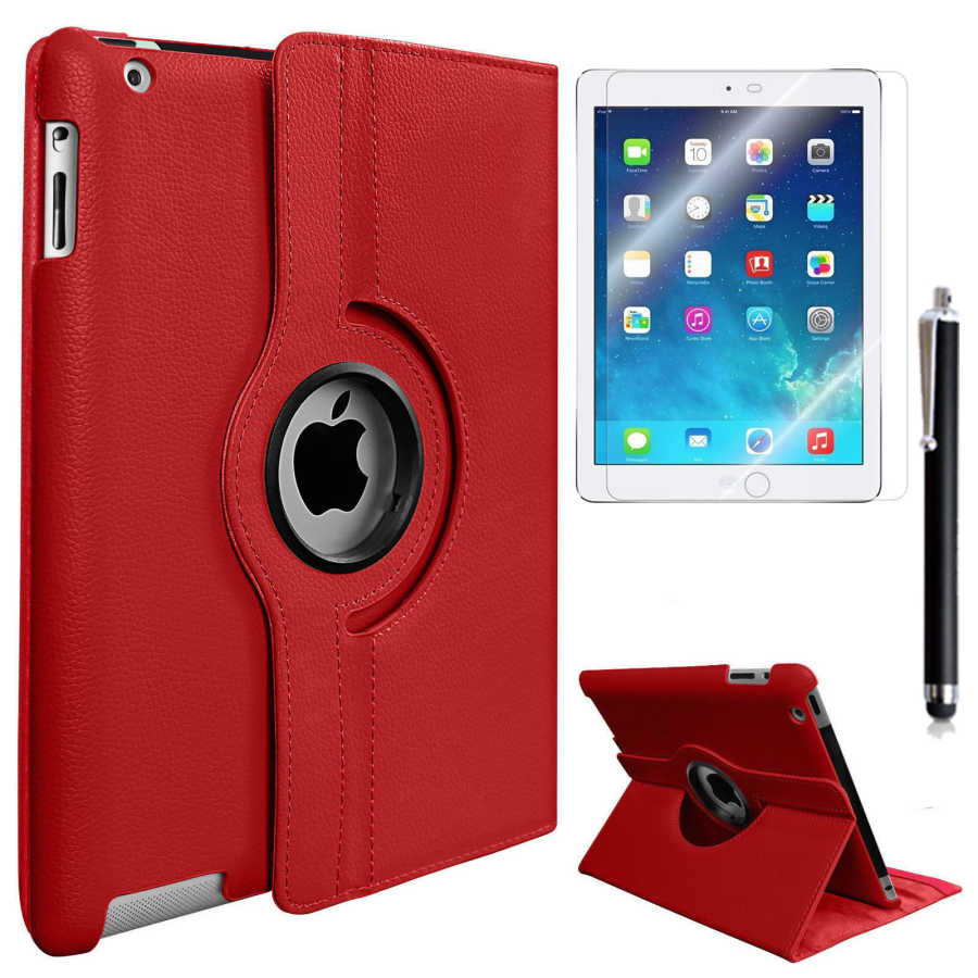 iPad Mini 2-3 Zore Dönebilen Standlı Kılıf - Kırmızı
