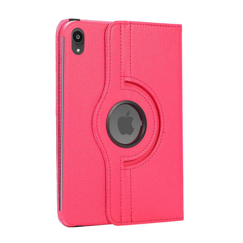 iPad Mini 2021 (6.Nesil) Zore Dönebilen Standlı Kılıf - Pembe Koyu