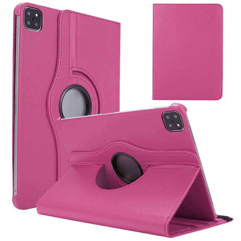 iPad Pro 12.9 2022 M2 Zore Dönebilen Standlı Kılıf - Pembe Koyu