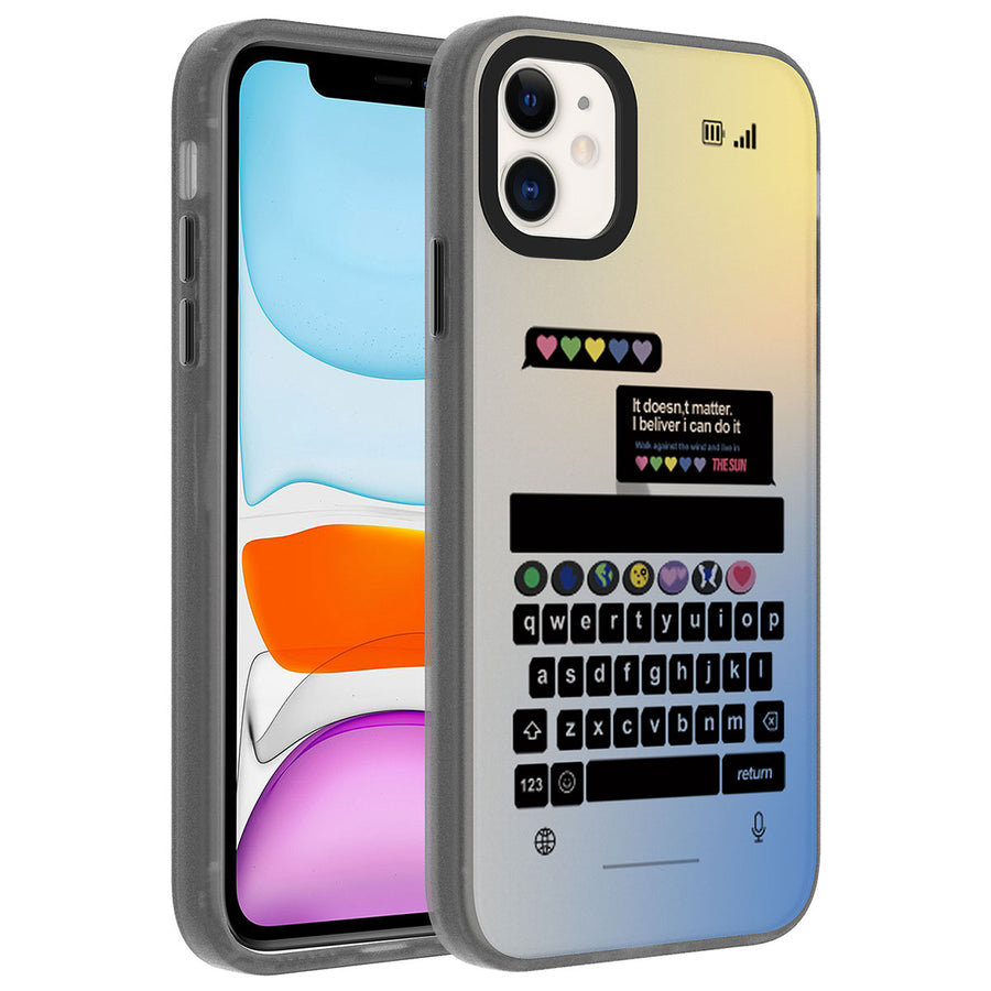 iPhone 11 Kılıf Desenli Zore Dragon Sert Kılıf - Klavye