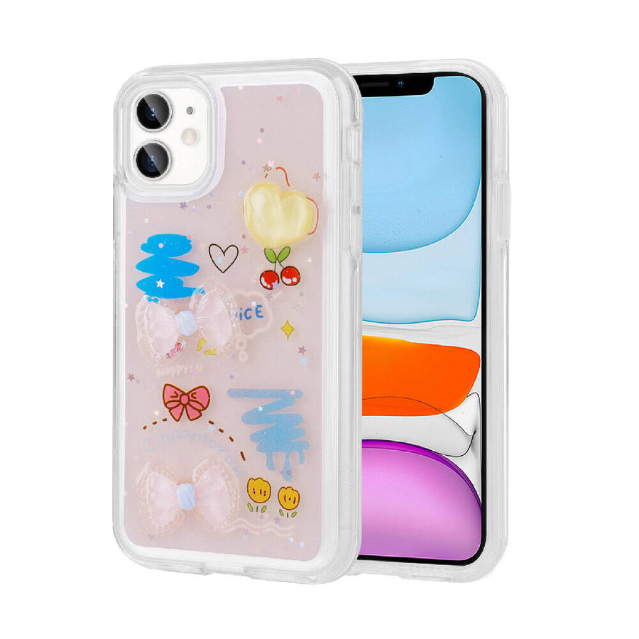 iPhone 11 Kılıf Kabartma Figürlü Parlak Zore Minimini Silikon Kılıf - Pembe