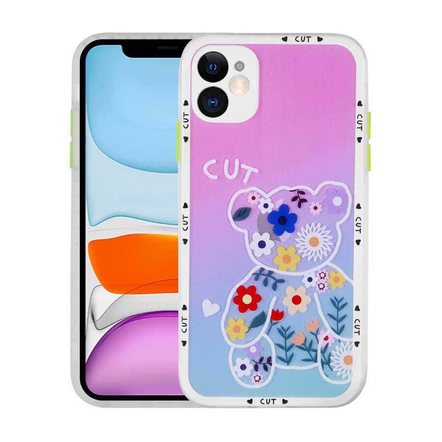iPhone 11 Kılıf Kamera Korumalı Desenli Sert Zore Hess Kılıf - NO10