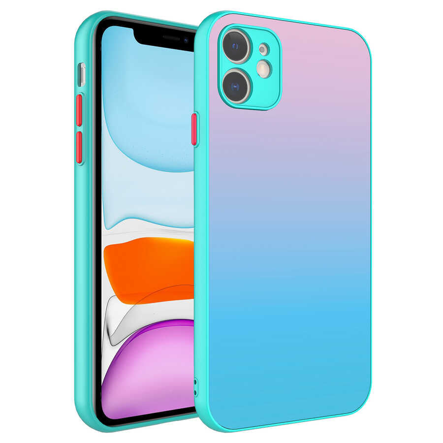 iPhone 11 Kılıf Kamera Korumalı Renkli Temperli Zore X-Cam Kılıf - NO11