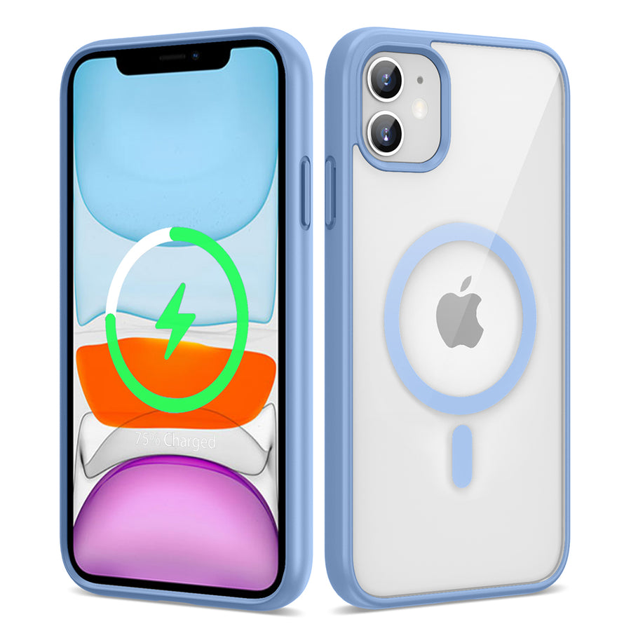 iPhone 11 Kılıf M-safe Wireless Şarj Özellikli Silikon Zore Ege Kılıf - Mavi Açık