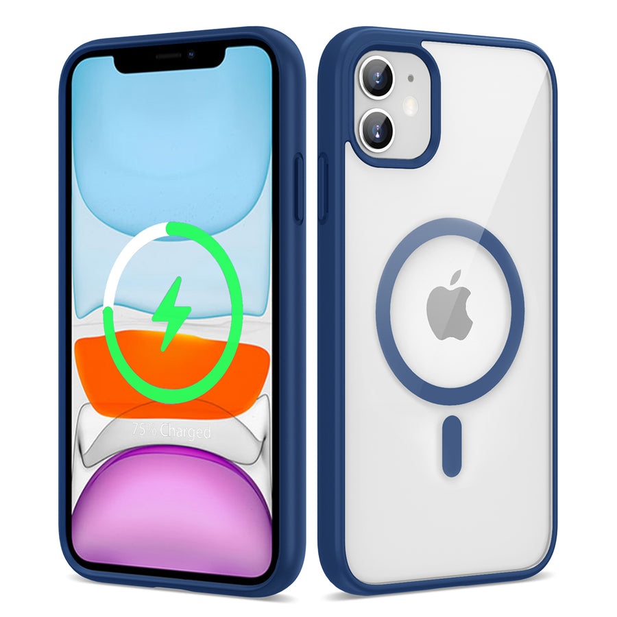 iPhone 11 Kılıf M-safe Wireless Şarj Özellikli Silikon Zore Ege Kılıf - Mavi