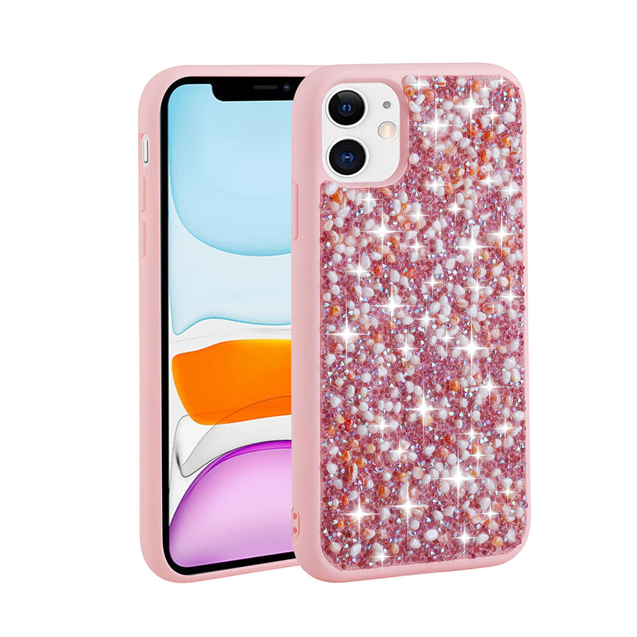 iPhone 11 Kılıf Parlak Taşlı Tasarım Zore Linea Kılıf - Pembe