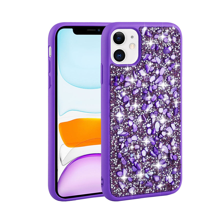 iPhone 11 Kılıf Parlak Taşlı Tasarım Zore Linea Kılıf - Mor