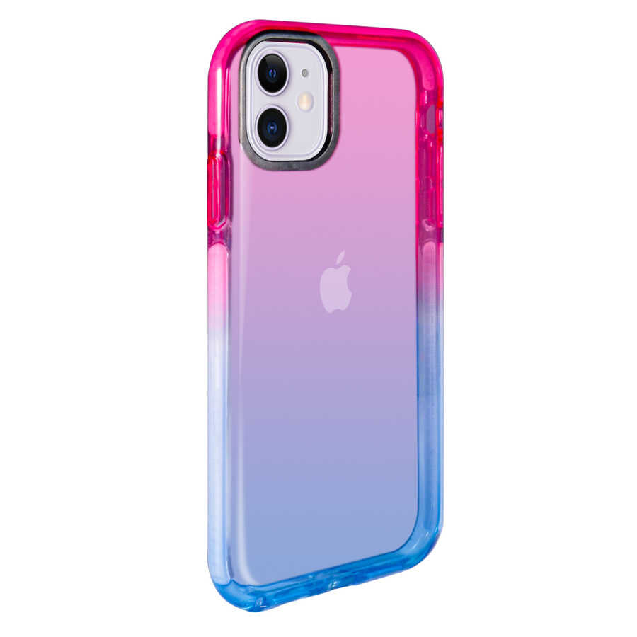 iPhone 11 Kılıf Zore Renkli Punto Kılıf - Pembe-Mavi