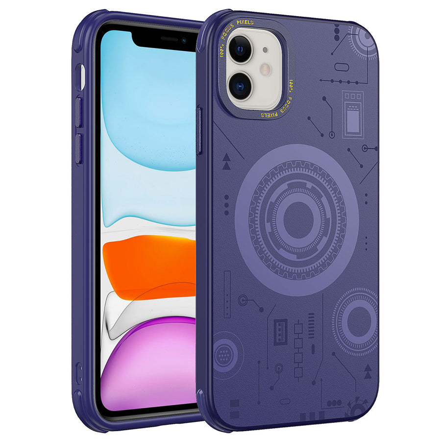 iPhone 11 Kılıf Zore Wireless Şarj Özellikli Desenli Hot Kılıf - Derin Mor