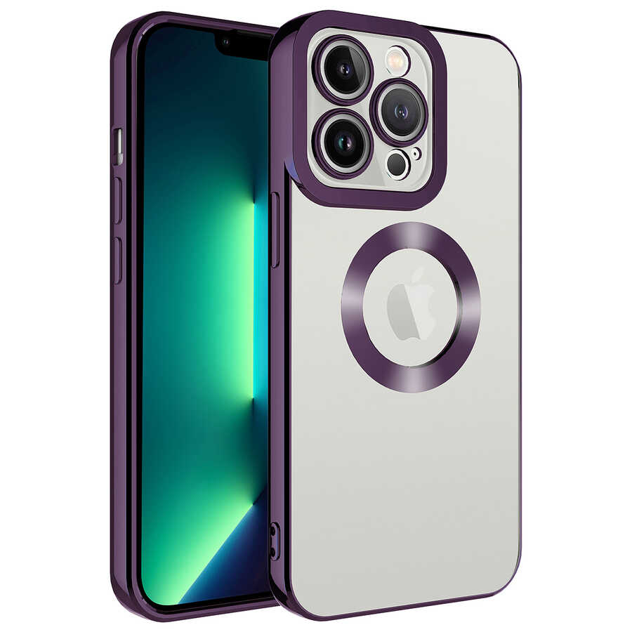 iPhone 11 Pro Kılıf Kamera Korumalı Logo Gösteren Zore Omega Kılıf - Derin Mor