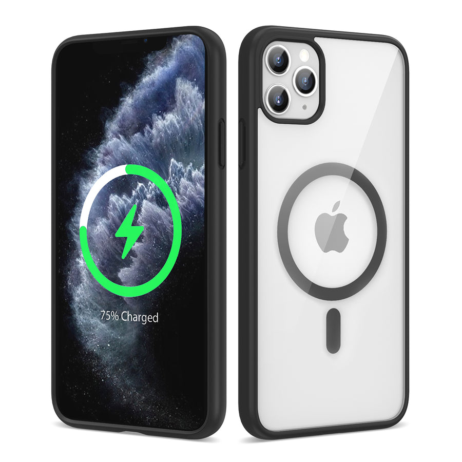 iPhone 11 Pro Max Kılıf M-safe Wireless Şarj Özellikli Silikon Zore Ege Kılıf - Siyah