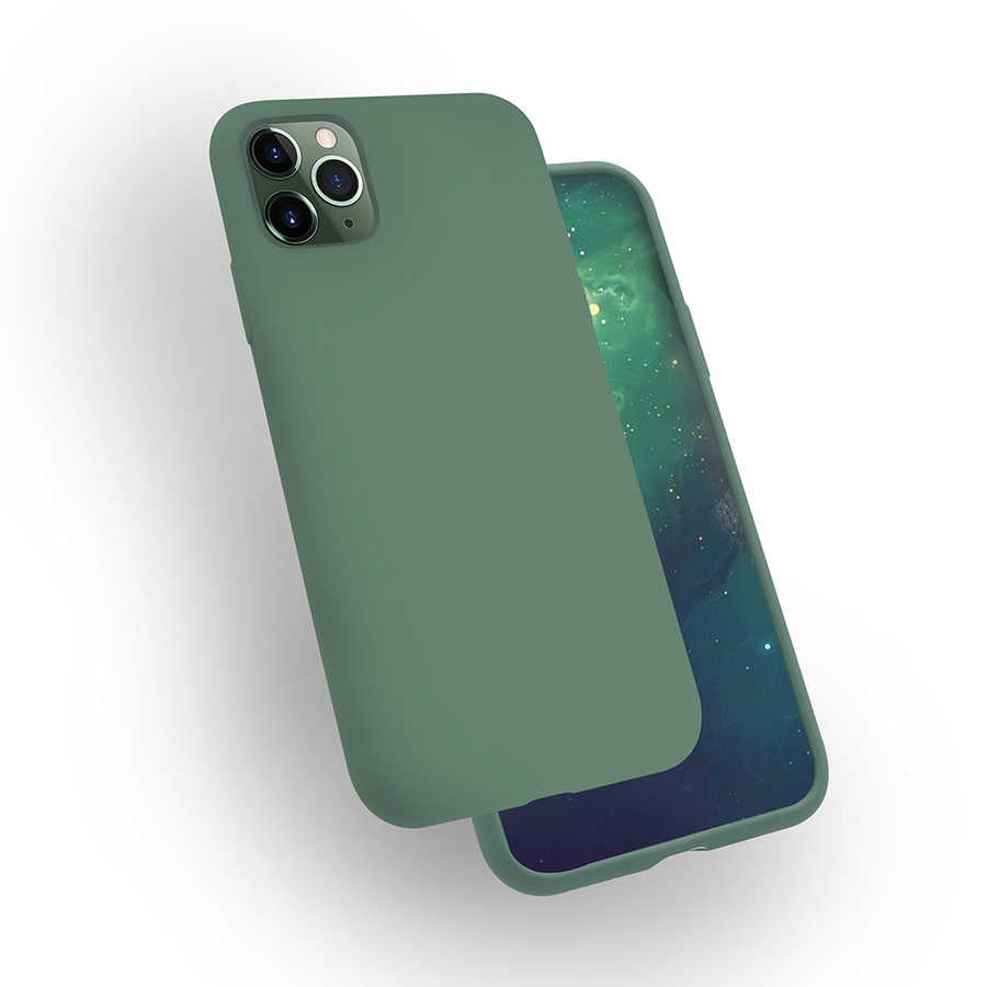 iPhone 11 Pro Max Kılıf Zore Silk Silikon - Koyu Yeşil