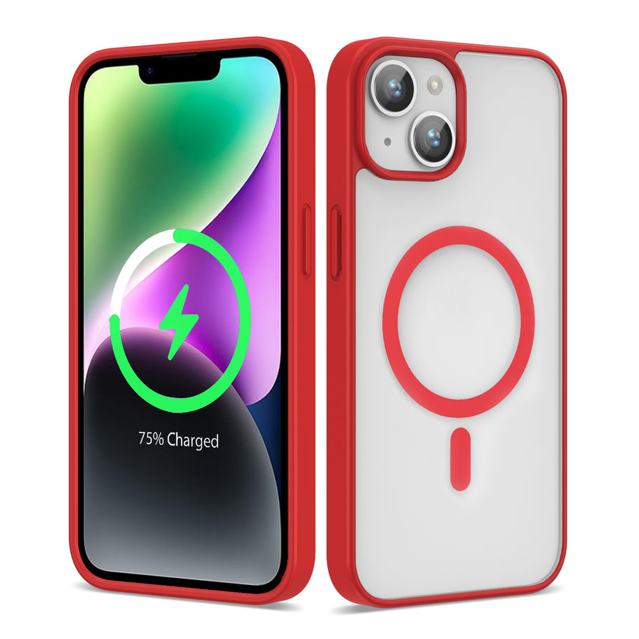 iPhone 12 Kılıf M-safe Wireless Şarj Özellikli Silikon Zore Ege Kılıf - Kırmızı